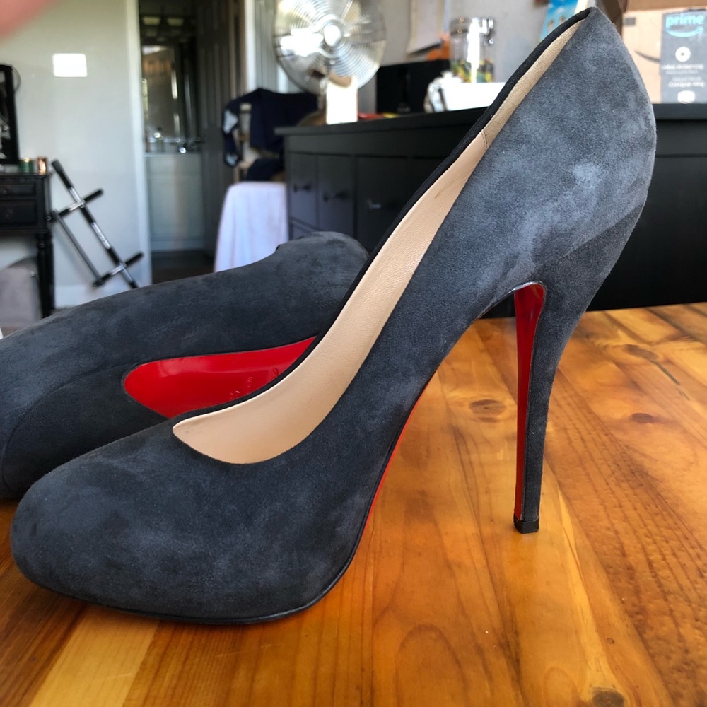 Christian Louboutin Grey Suede Pumps